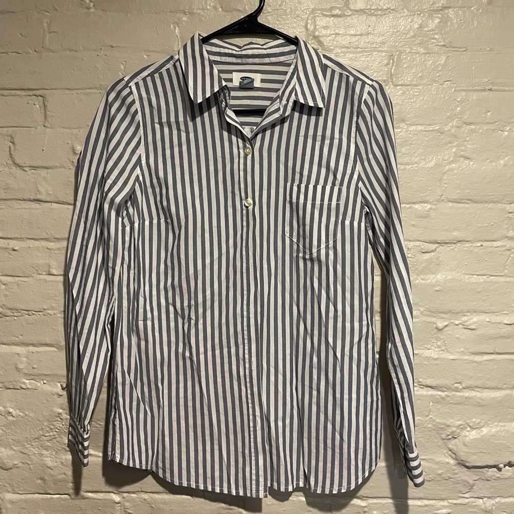 Striped button down top
